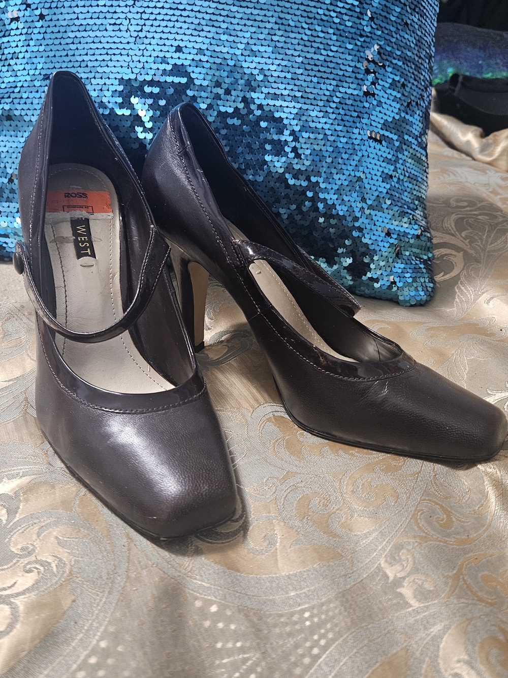 Nine West Dark Brown Leather Mary Jane Heels